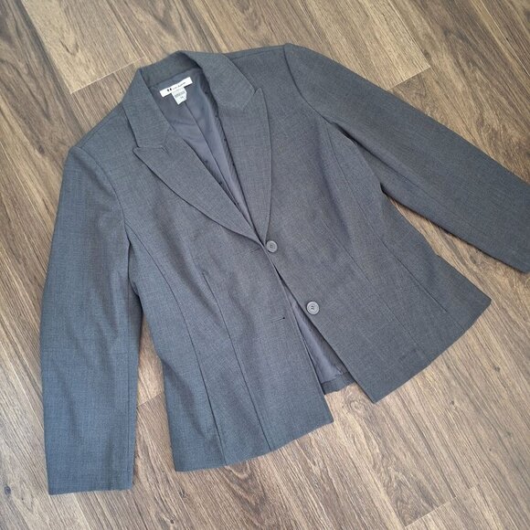 💙 Nygard Gray Lined Blazer Size 14 Preppy Office Formal Work Fall - Picture 2 of 9